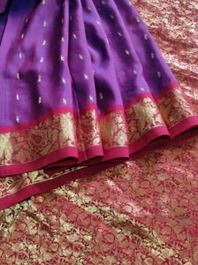 Elegant Purple and red silk Saree