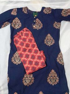 Navy Blue Printed Kurti with Pants