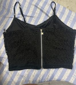 Black Lace Crop Top