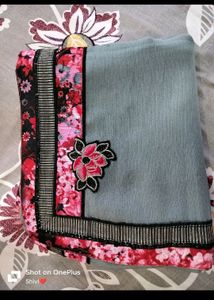Party Wear Grey Saree