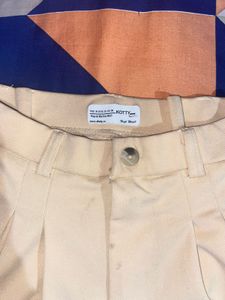 Beige Pleated Trousers
