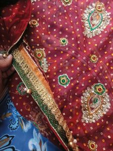 Red &amp; Gold Dupatta Fabric