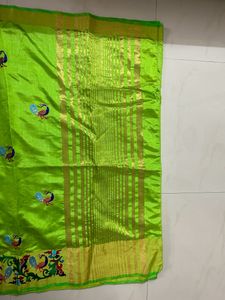 💚💚Beautiful Green Saree With Peacock Work