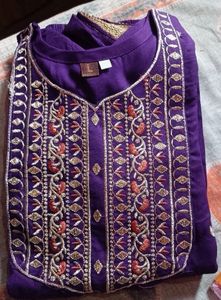 Elegant Purple Embroidered Kurti Set
