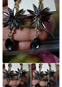 black ad stone earrings