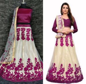 Purple Embroidered Lehenga Choli with Dupatta 💜