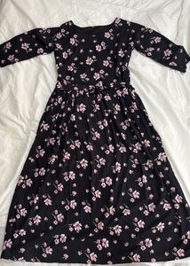 Printed Floral Gown With Round Neckline