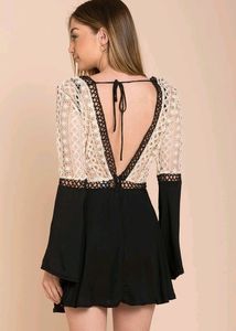 Carson Crochet Details Dress Black/White