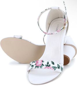 White Floral Heels