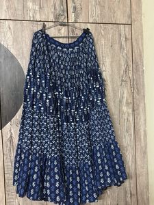 Blue Floral Ethnic Skirt