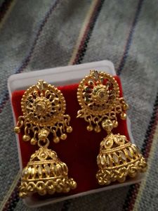 Gold Jhumka Earrings