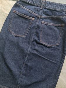 H&amp;M High Waist Dark Blue Denim Skirt