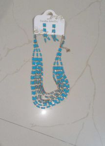 Blue Necklace With Earrings