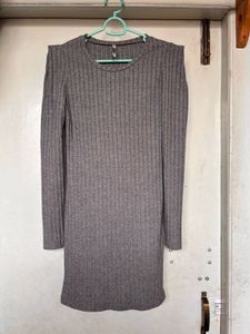 Gray Ribbed Bodycon Dress