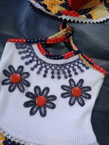 &#34;Stylish Multicolor Baby Girl Frock with Matching