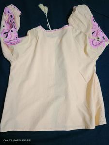Ladies Jacket Yellow With Pink Embroidery Design