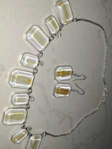 Elegant Silver-Tone Necklace & Earring Set