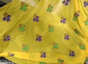Yellow Embroidered Saree