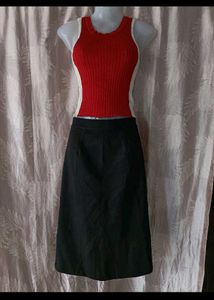 Red Tank & Black Skirt Set