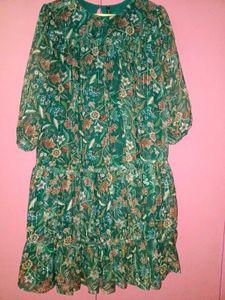 Emerald Floral Print Mini Dress