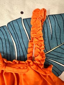 Orange Ruffle Tie Crop Top