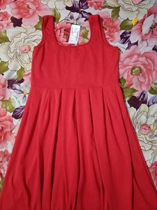 Red Sleeveless Skater Dress