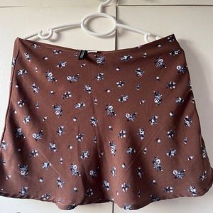 Floral Brown Mini Skirt
