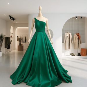 Emerald Green One-Shoulder Gown