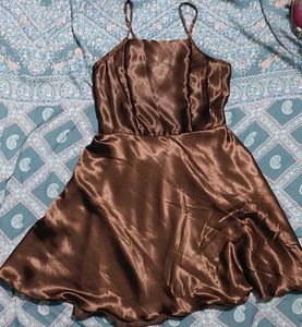 Satin Frock Cofee Brown