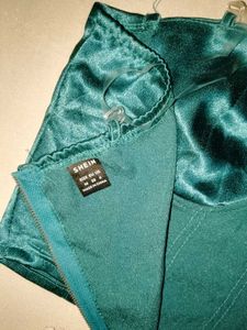 Teal Satin Bustier Crop Top