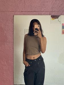 Brown Sleeveless Crop Top