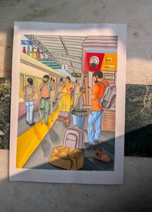 Railway Station Artwork/ Painting on sheet
