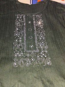 GREEN KURTHA PLAZA SET
