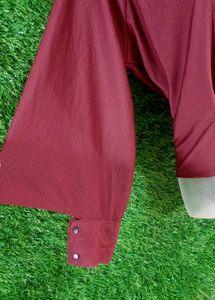 Burgundy Mock Neck Long Sleeve Top