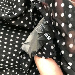 Uniqlo Black Polka Dot Sheer Blouse