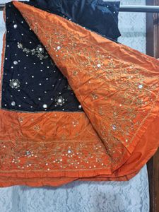 black n orange Saree and blouse