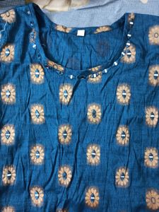 Blue Kurti Straight Kurta Size Medium