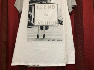 Pimkie Grey &amp; White Short Sleeve Top