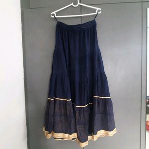 Navy Blue Tiered Maxi Skirt