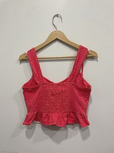 Red polka dot crop top