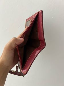 Cherry Red Faux Croc Wallet