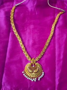 Gold Plated Peacock Pearls Haram And Earrings