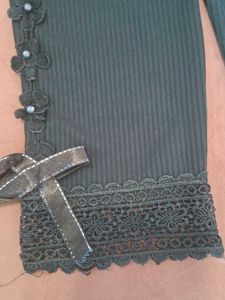 Lady Charm Black Floral Ribbon Pants
