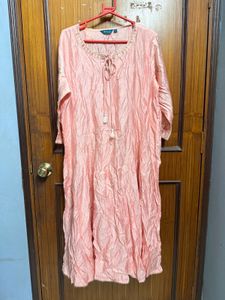 Peach Embroidered Kurta | freebie