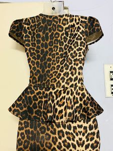 Animal Print Peplum Bodycon Dress