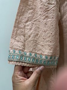 Peach Embroidered Kurti