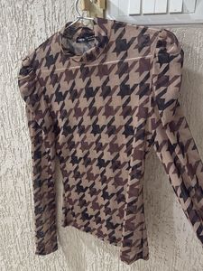 Houndstooth Sheer Top