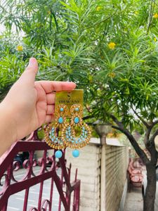 Dhvani Earrings - Turquoise &amp; Gold