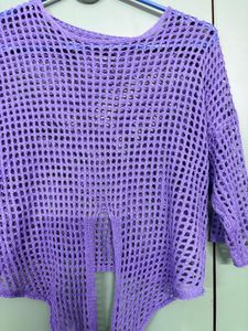 Crociet Pattern Purple Top