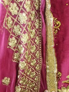 Maroon Suit With Golden Work